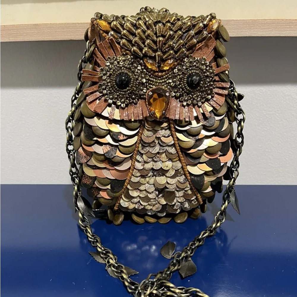 Mary Frances What A Hoot Owl Bird Purse Crossbody Bag Beaded Jeweles RARE NEW